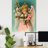Schattige Engel in Roze Jurk Poster (Thuiskantoor)
