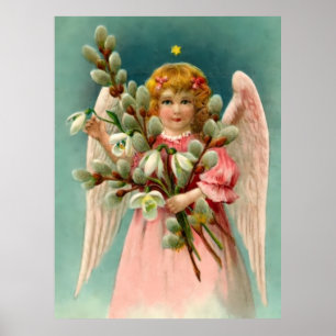 Schattige Engel in Roze Jurk Poster