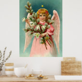 Schattige Engel in Roze Jurk Poster (Keuken)