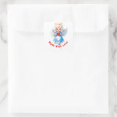 😇 Schattige engel met rode hart en witte vleugels Vierkante Sticker (Tas)