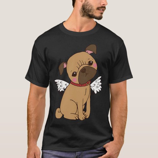 Schattige Engel Pug T-shirt (Voorkant)