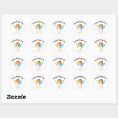Schattige engel ronde verjaardagssticker sticker (Vel)