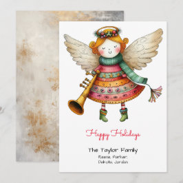 Schattige engel speelse illustratie gelukkig feestdagenkaart