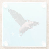 Schattige Engel Varken Vliegen in de lucht Glazen Onderzetter (Achterkant)