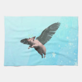 Schattige Engel Varken Vliegen in de lucht Theedoek (Horizontaal)