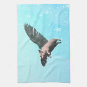 Schattige Engel Varken Vliegen in de lucht Theedoek (Verticaal)