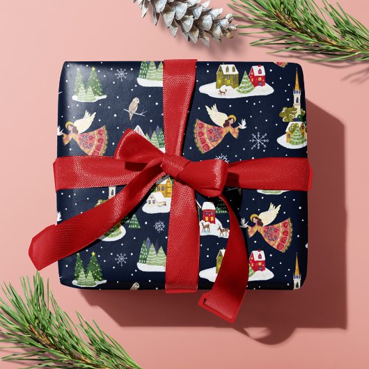 Schattige engel vrede op aarde Kerstmis Cadeaupapier