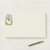 Schattige engelen met kruis en bloemen post-it® notes (Op bureau)