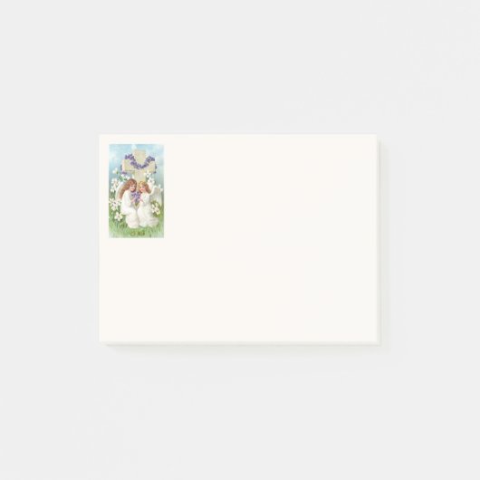 Schattige engelen met kruis en bloemen  post-it® notes (Voorkant)
