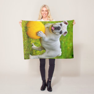 Schattige Engels Bulldog Basketbal Bulldog Lover G Fleece Deken