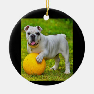Schattige Engels Bulldog Basketbal Bulldog Lover G Keramisch Ornament