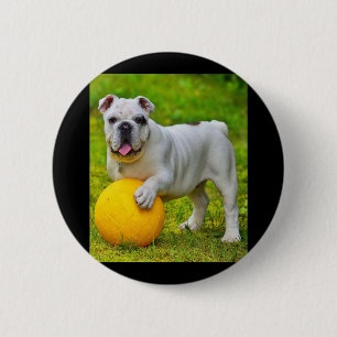 Schattige Engels Bulldog Basketbal Bulldog Lover G Ronde Button 5,7 Cm