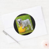 Schattige Engels Bulldog Basketbal Bulldog Lover G Ronde Sticker (Envelop)