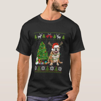 Schattige Engels Bulldog Dog Santa Hat Lelijk Swea T-shirt