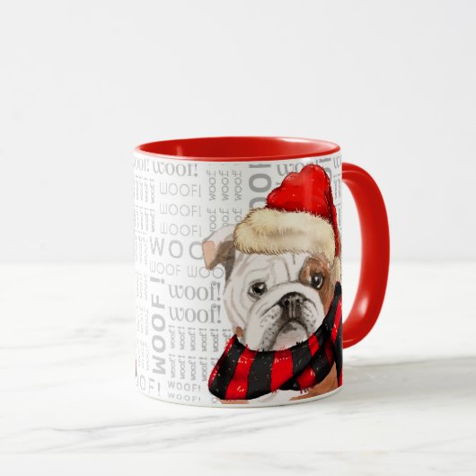 Schattige Engels Bulldog Kerstthema Mok (Voorkant rechts)