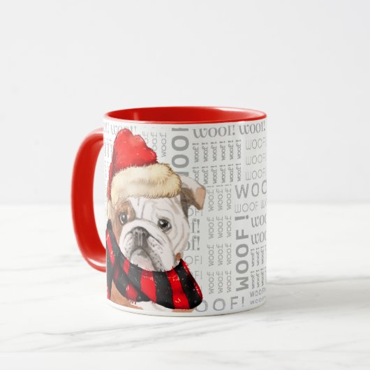Schattige Engels Bulldog Kerstthema Mok (Voorkant links)