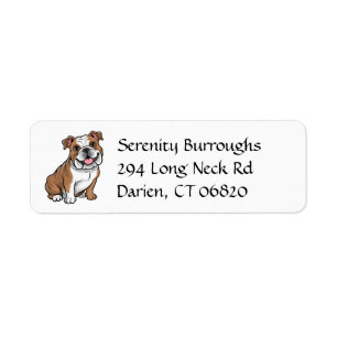 Schattige Engels Bulldog Liefhebber Cartoon Puppy Etiket