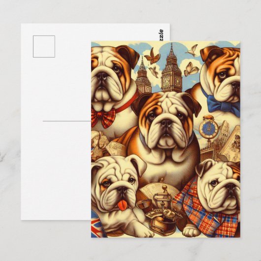 Schattige Engels Bulldog schilderij Briefkaart (Voorkant / Achterkant)