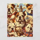 Schattige Engels Bulldog schilderij Briefkaart (Voorkant)