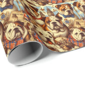 Schattige Engels Bulldog schilderij Cadeaupapier (Rol Hoek)