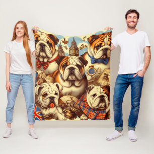 Schattige Engels Bulldog schilderij Fleece Deken