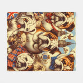 Schattige Engels Bulldog schilderij Fleece Deken (Voorkant (Horizontaal))