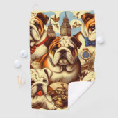 Schattige Engels Bulldog schilderij Golfhanddoek (Insitu)