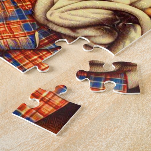 Schattige Engels Bulldog schilderij Legpuzzel (Zijkant)