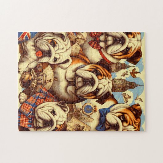 Schattige Engels Bulldog schilderij Legpuzzel (Horizontaal)