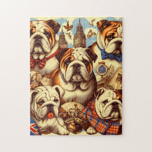 Schattige Engels Bulldog schilderij Legpuzzel (Verticaal)
