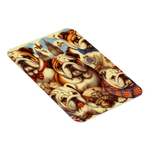 Schattige Engels Bulldog schilderij Magneet (Rechterzijde)