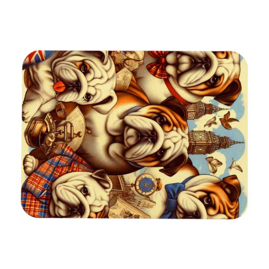 Schattige Engels Bulldog schilderij Magneet (Horizontaal)