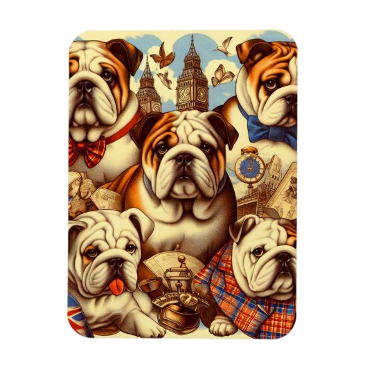 Schattige Engels Bulldog schilderij Magneet (Verticaal)