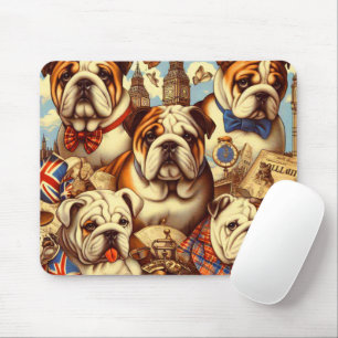 Schattige Engels Bulldog schilderij Muismat