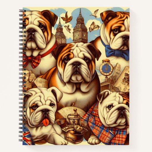 Schattige Engels Bulldog schilderij Notitieboek (Voorkant)