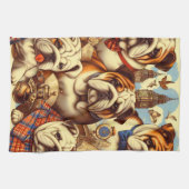 Schattige Engels Bulldog schilderij Theedoek (Horizontaal)