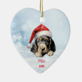Schattige Engels Cocker Spaniel Dog Santa Hat Art Keramisch Ornament (Rechts)