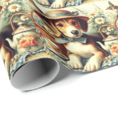 Schattige Engels Foxhound schilderij Cadeaupapier (Rol Hoek)