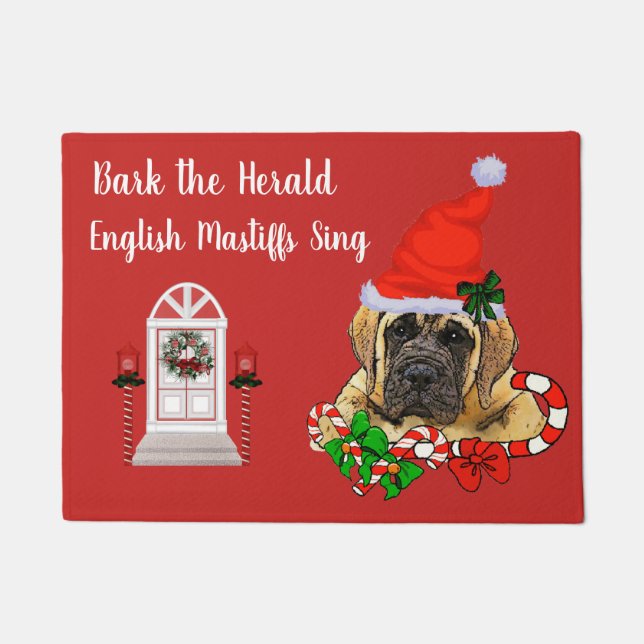 Schattige Engels Mastiff Puppy Christmas Deurmat (Voorkant)