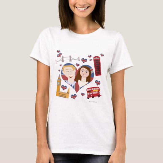 Schattige Engels Paar Royal Cartoon Love Design T-shirt (Voorkant)