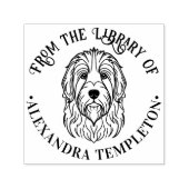 Schattige Engels Sheepdog Head Library Boeknaam Zelfinktende Stempel (Design)