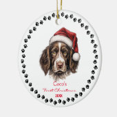 Schattige Engels Springer Spaniel Dog Santa Hat Pa Keramisch Ornament (Links)