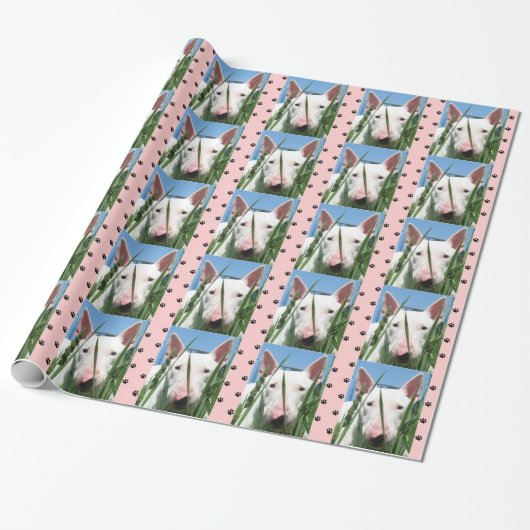 Schattige Engelse Bull Terrier #2 (Roze) Cadeaupapier (Uitgerold)