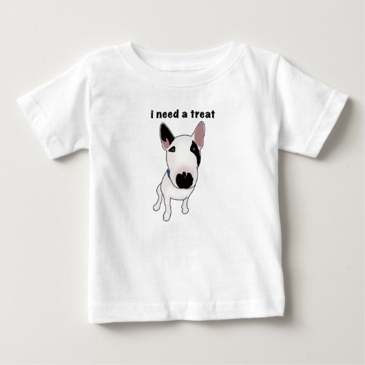 Schattige Engelse Bull Terrier wil een traktatie (Voorkant)