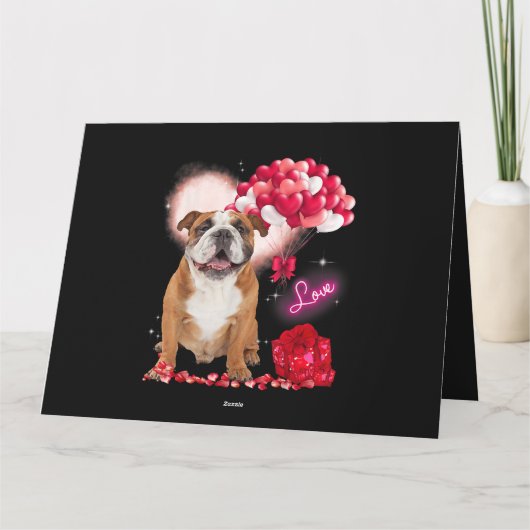 Schattige Engelse Bulldog Ballon Hart Valentijnsda Kaart (Achterkant)