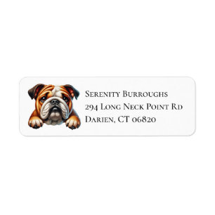 Schattige Engelse Bulldog Cartoon Puppy Hond Liefh Etiket