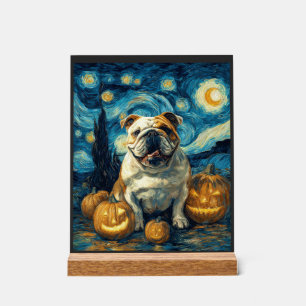Schattige Engelse Bulldog Hond Halloween Jack O La Acryl Bord