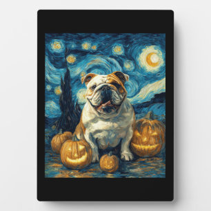 Schattige Engelse Bulldog Hond Halloween Jack O La Fotoplaat