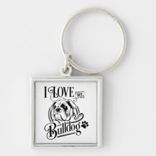 Schattige Engelse Bulldog - Ik hou van mijn Bulldo Sleutelhanger