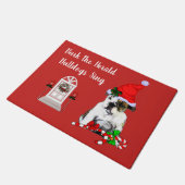 Schattige Engelse Bulldog Kerstmis Deurmat (Schuin)